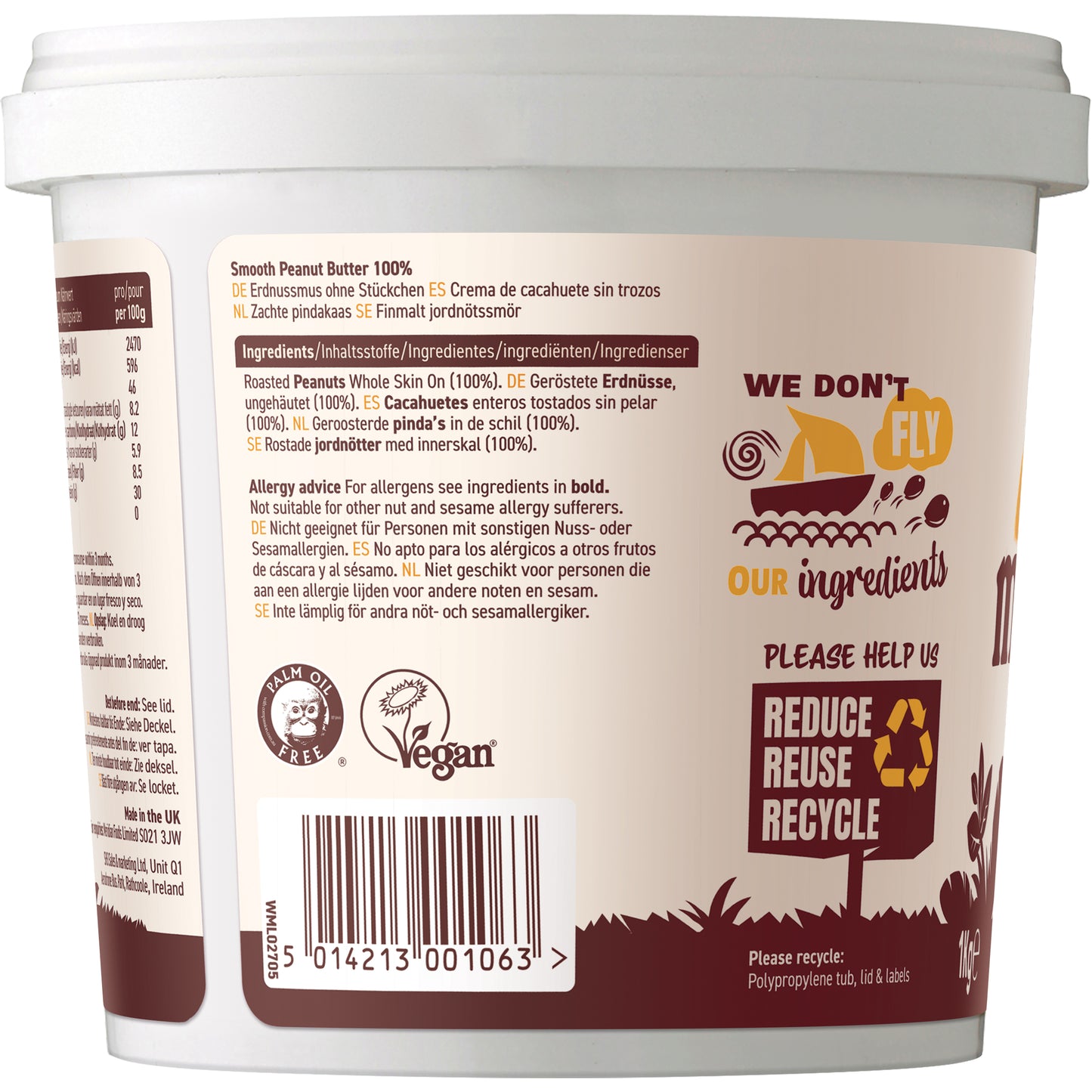 Peanut Butter Smooth 100% Nuts 1kg 12233B