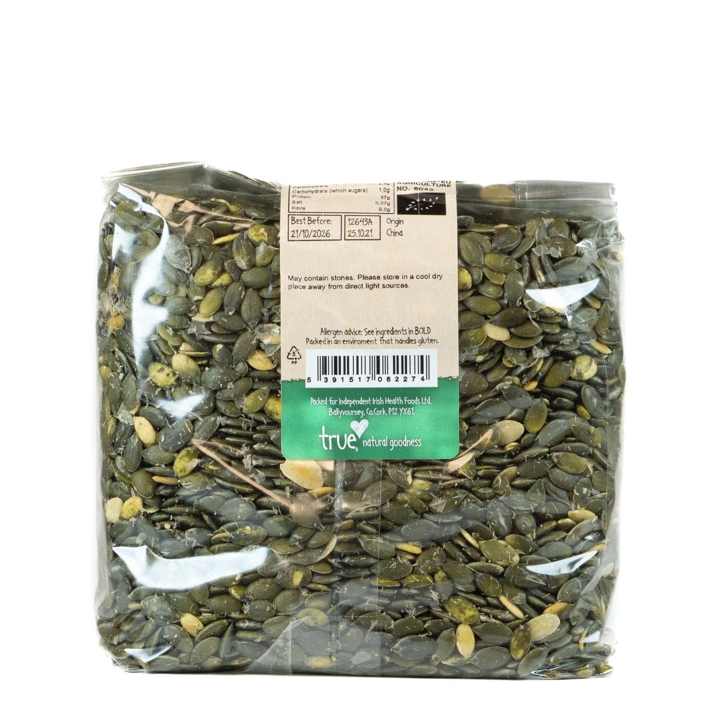 Pumpkin Seeds (Org) 12643A Outer-6x1Kg / 14.06 / 6x1Kg