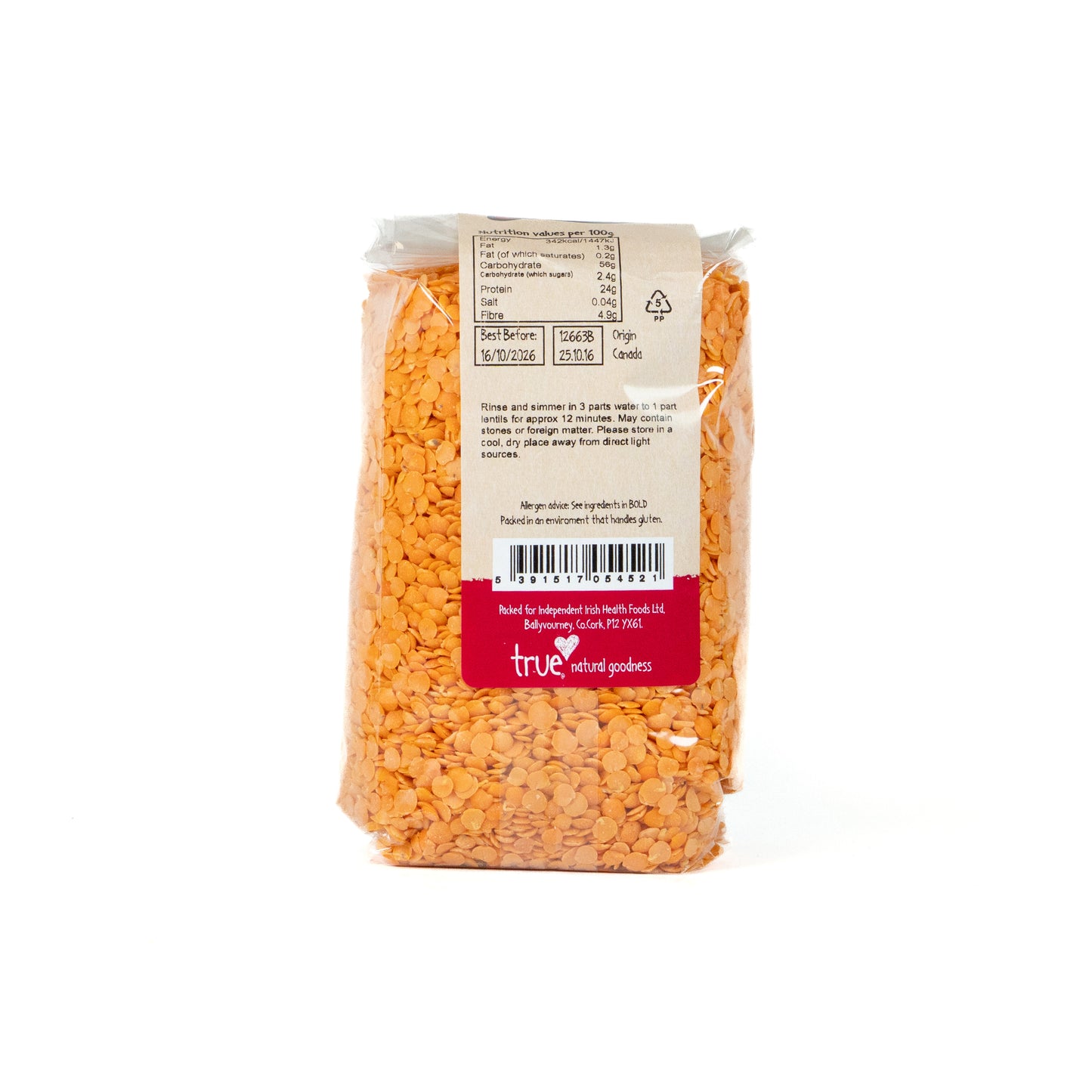 Red Split Lentils 12663B Outer-6x500g / 2.48 / 6x500g
