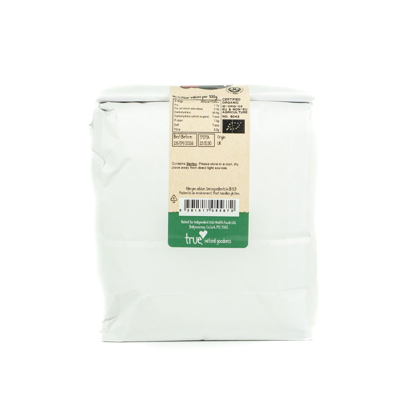 Barley Flour (Org) 17011A Outer-6x1Kg / 3.99 / 6x1Kg