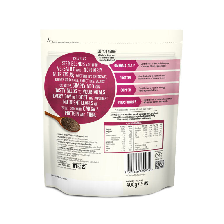 Whole Black Chia Seeds 400g 22921B