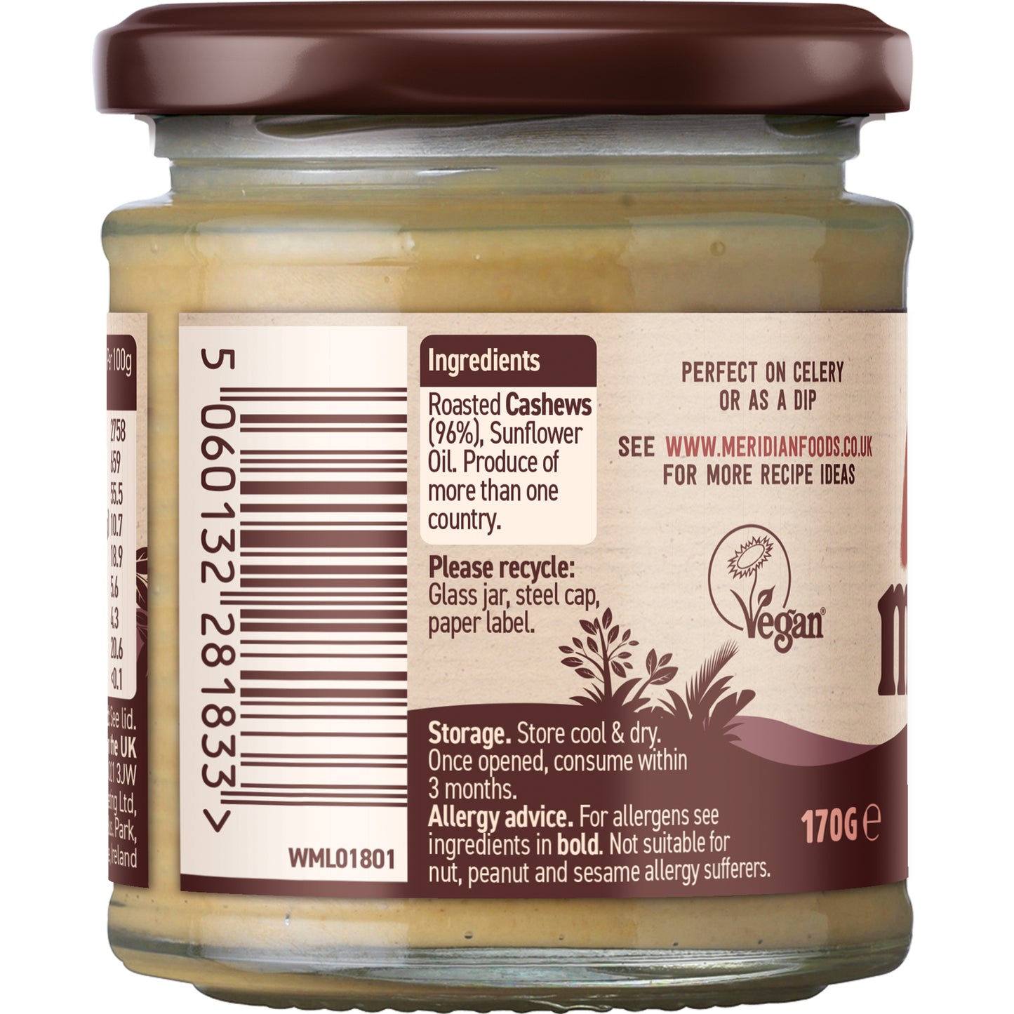 Cashew Butter Crunchy 100% Nuts 30115B