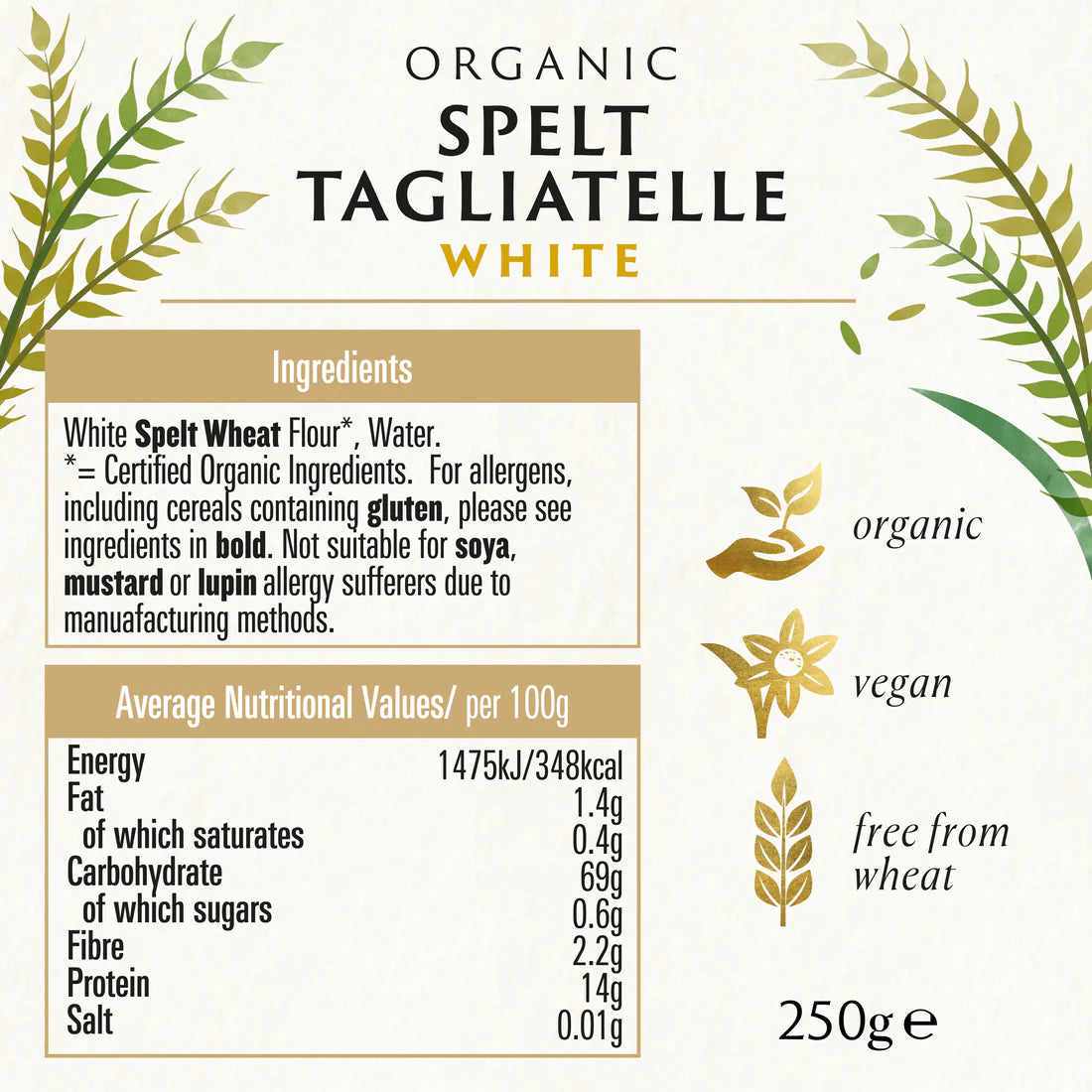 Spelt Artisan Tagliatelle White (Org 31341A