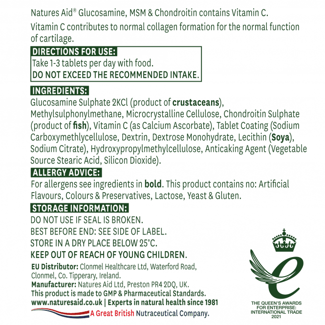 Glucosamine 500mg, MSM 500mg & Chond 36055B