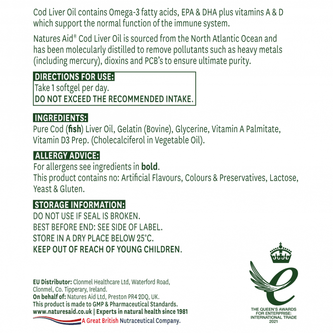 Cod Liver Oil (High Strength) 1000mg 36536B