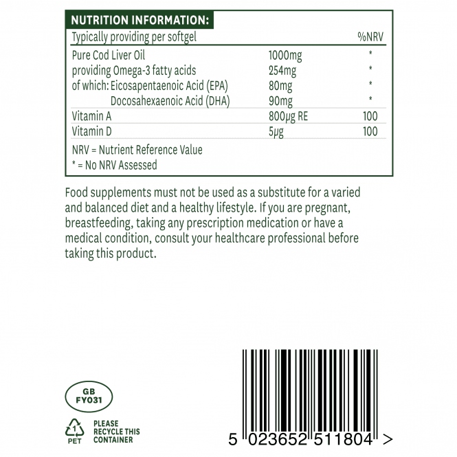 Cod Liver Oil (High Strength) 1000mg 36536B
