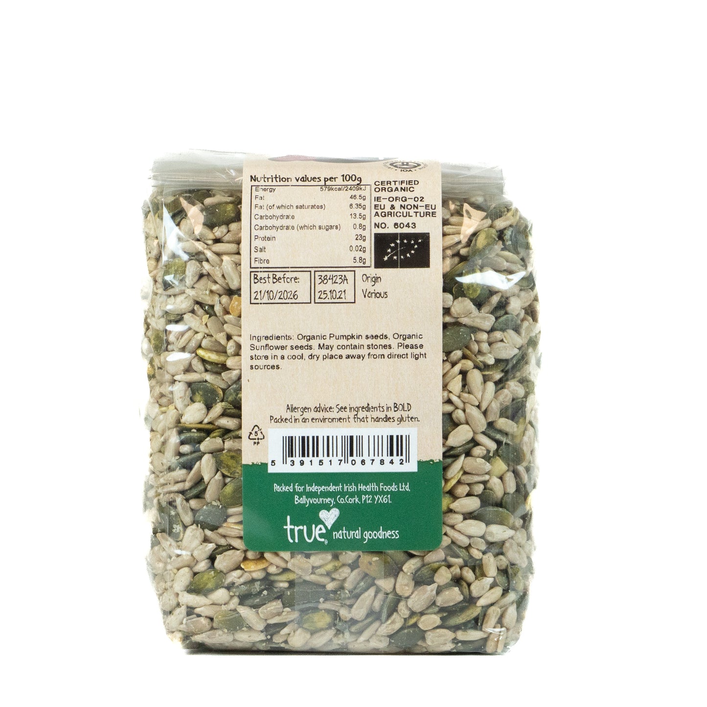 Pumpkin Sunflower Seed Mix (Org) 38423A Outer-6x500g / 6.12 / 6x500g