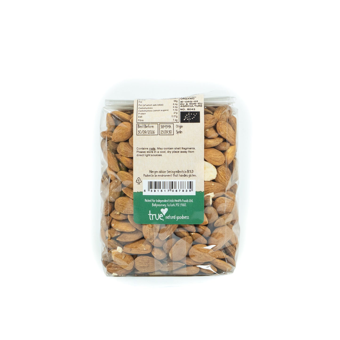 Almonds (Org) 38434A Outer-6x500g / 14.82 / 6x500g