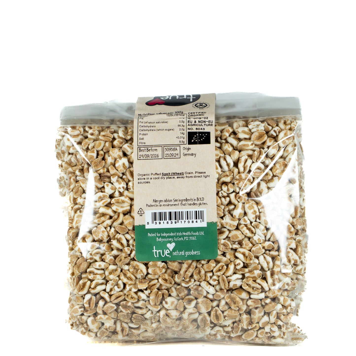Spelt Puffs Unsweetened (Org) 50958A Outer-6x200g / 2.81 / 6x200g