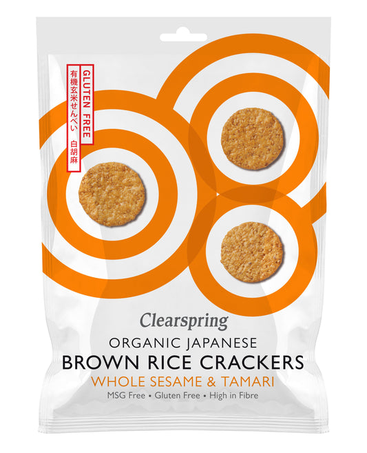 Brown Rice Crackers Whole Sesame GF (Org) 30993B