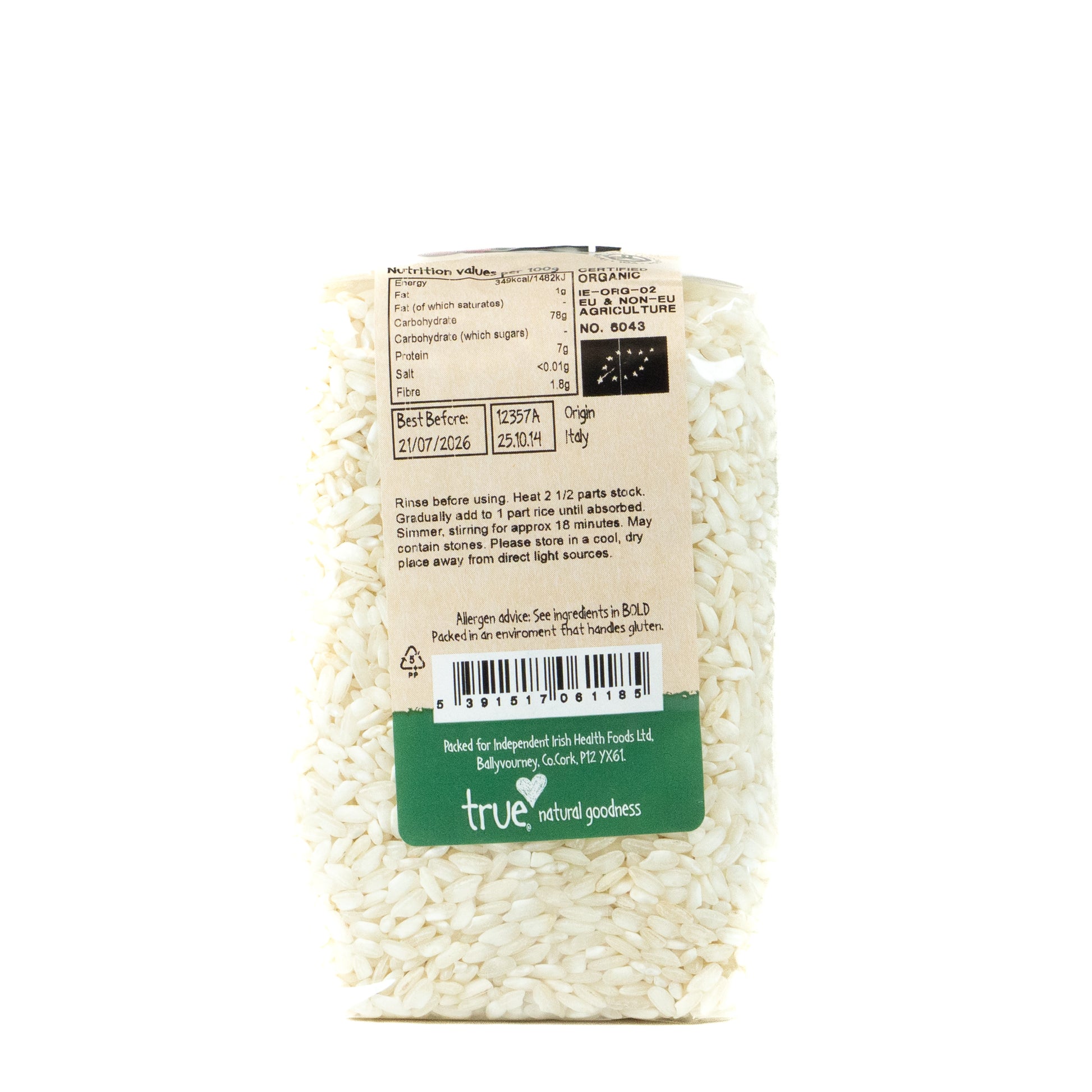 Arborio Rice (Org) 12357A Outer-6x500g / 6.39 / 6x500g