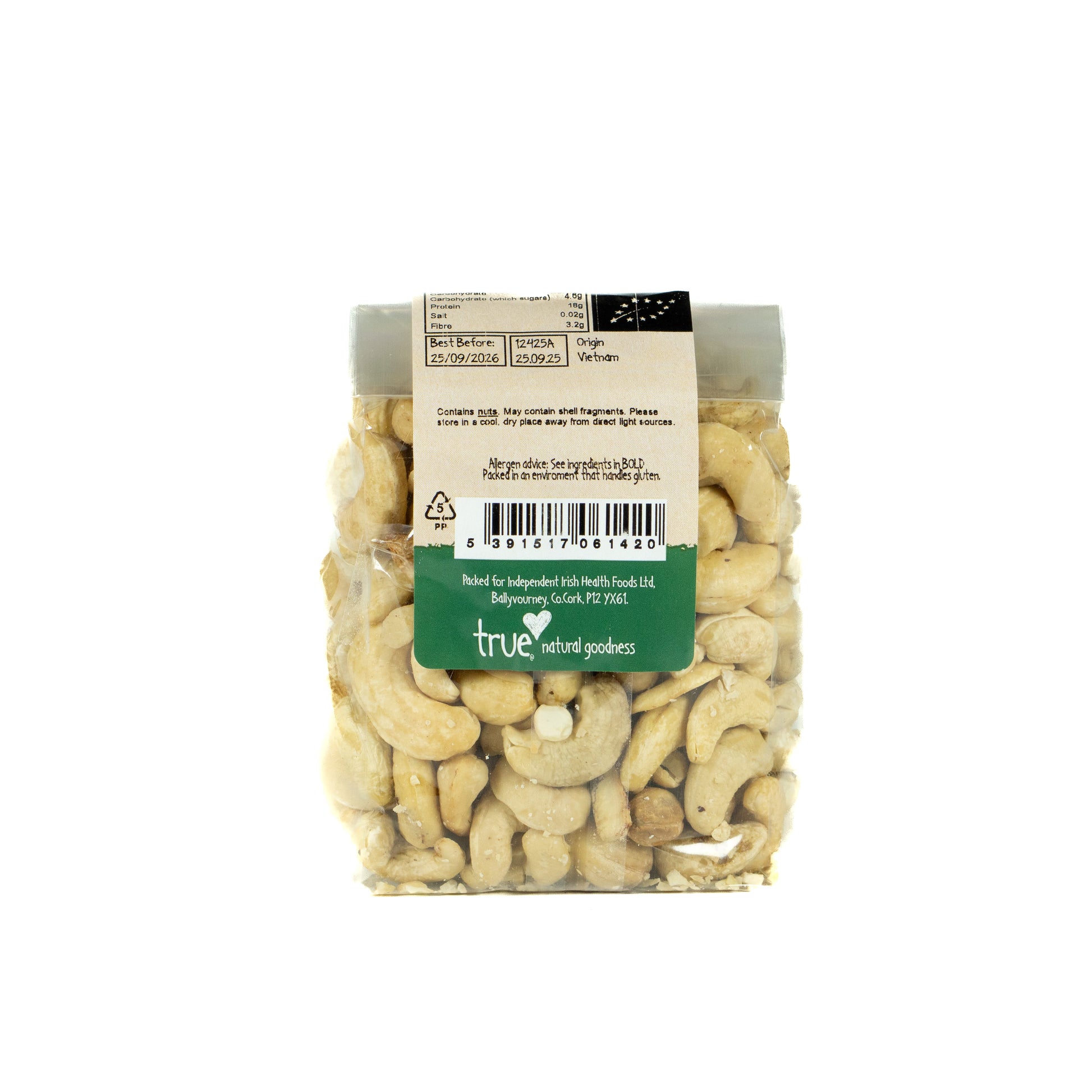 Cashews Whole (Org) 12425A Outer-6x250g / 7.05 / 6x250g