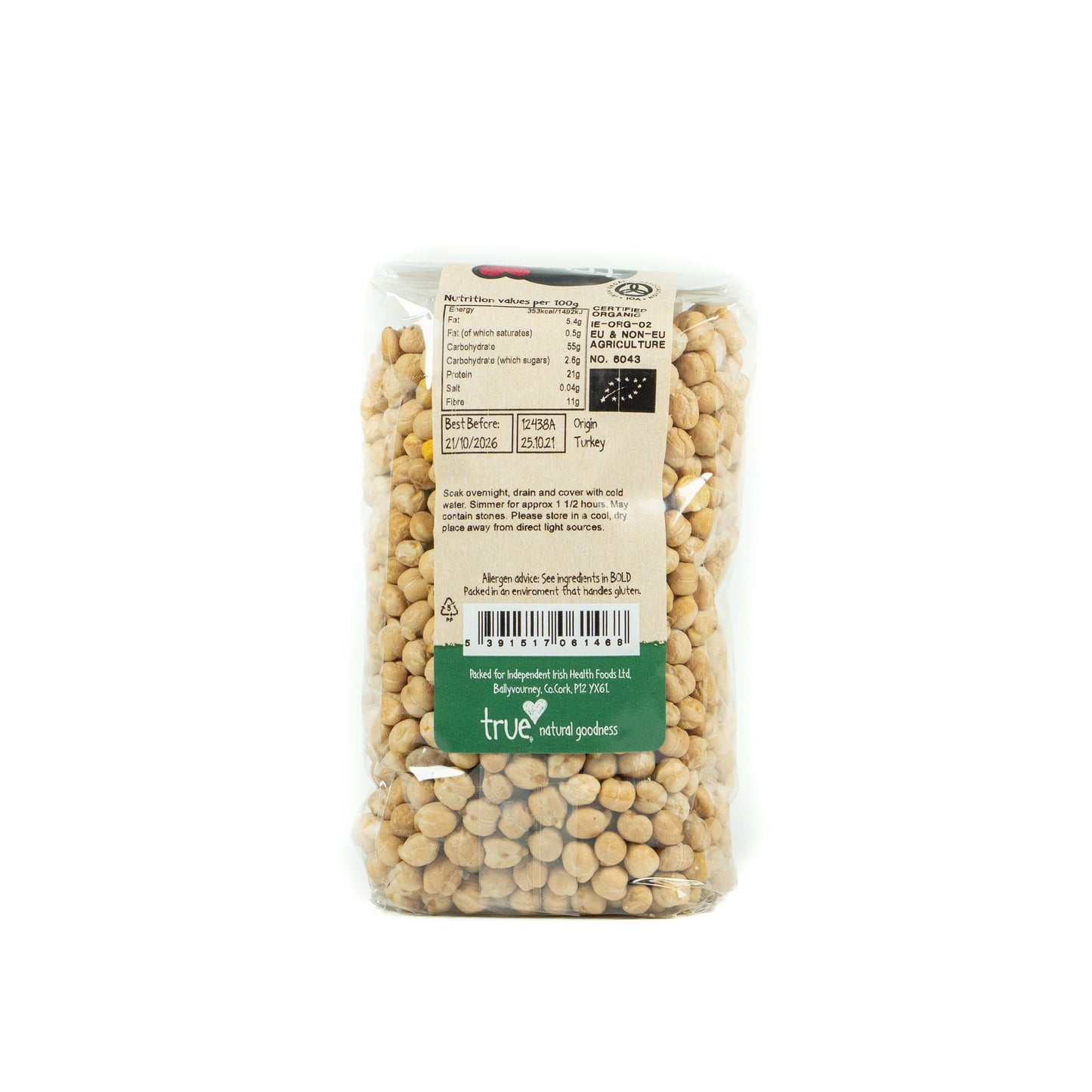 Chick Peas (Org) 12438A Outer-6x500g / 3.38 / 6x500g