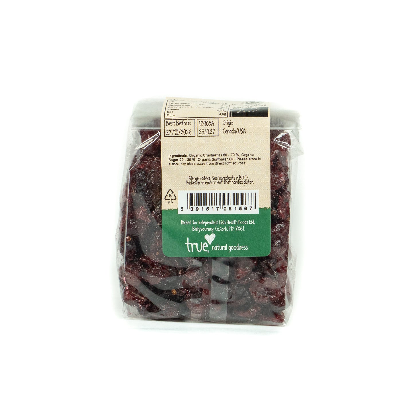 Cranberries (Org) 12465A Outer-6x250g / 10.66 / 6x250g