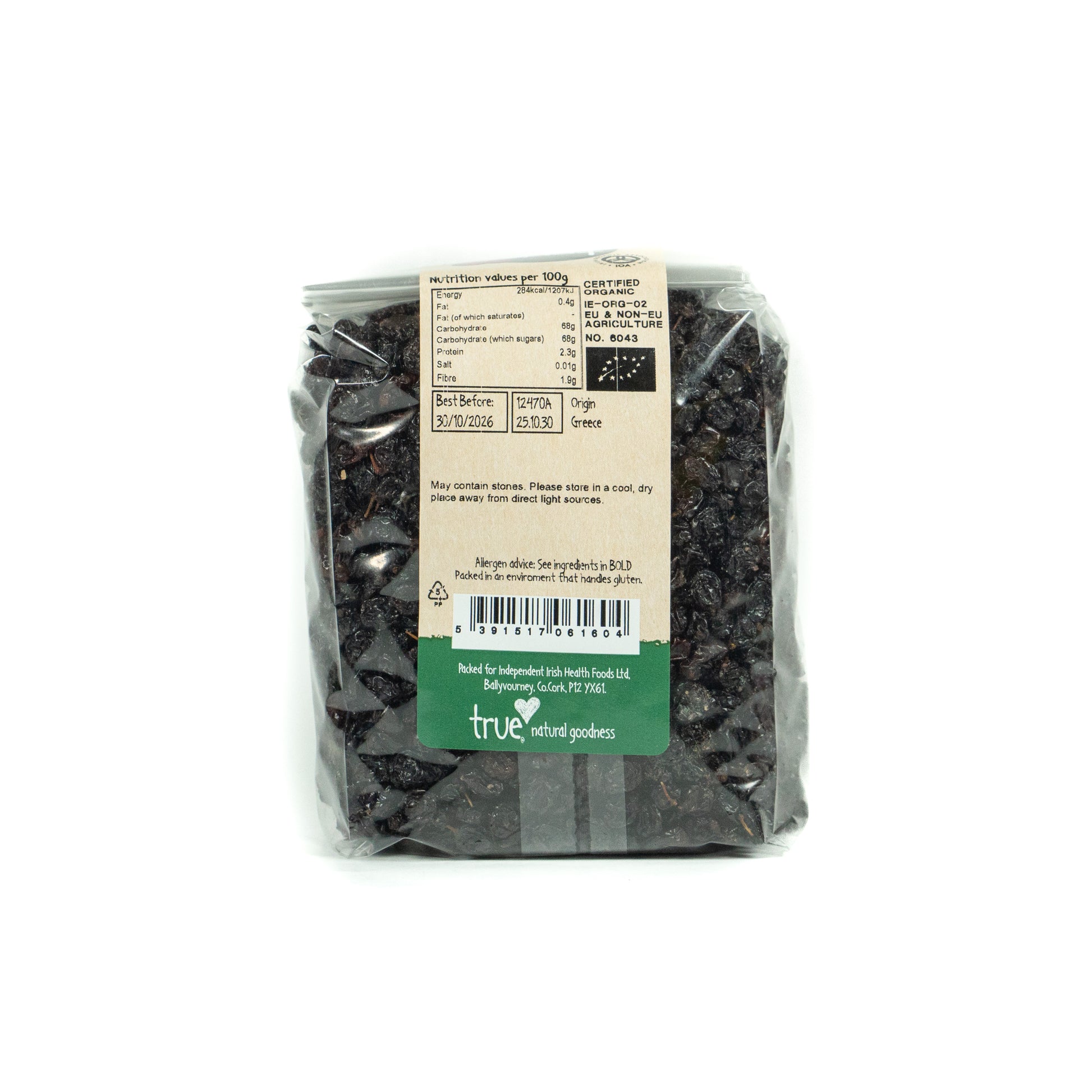 Currants (Org) 12470A Outer-6x500g / 8.37 / 6x500g