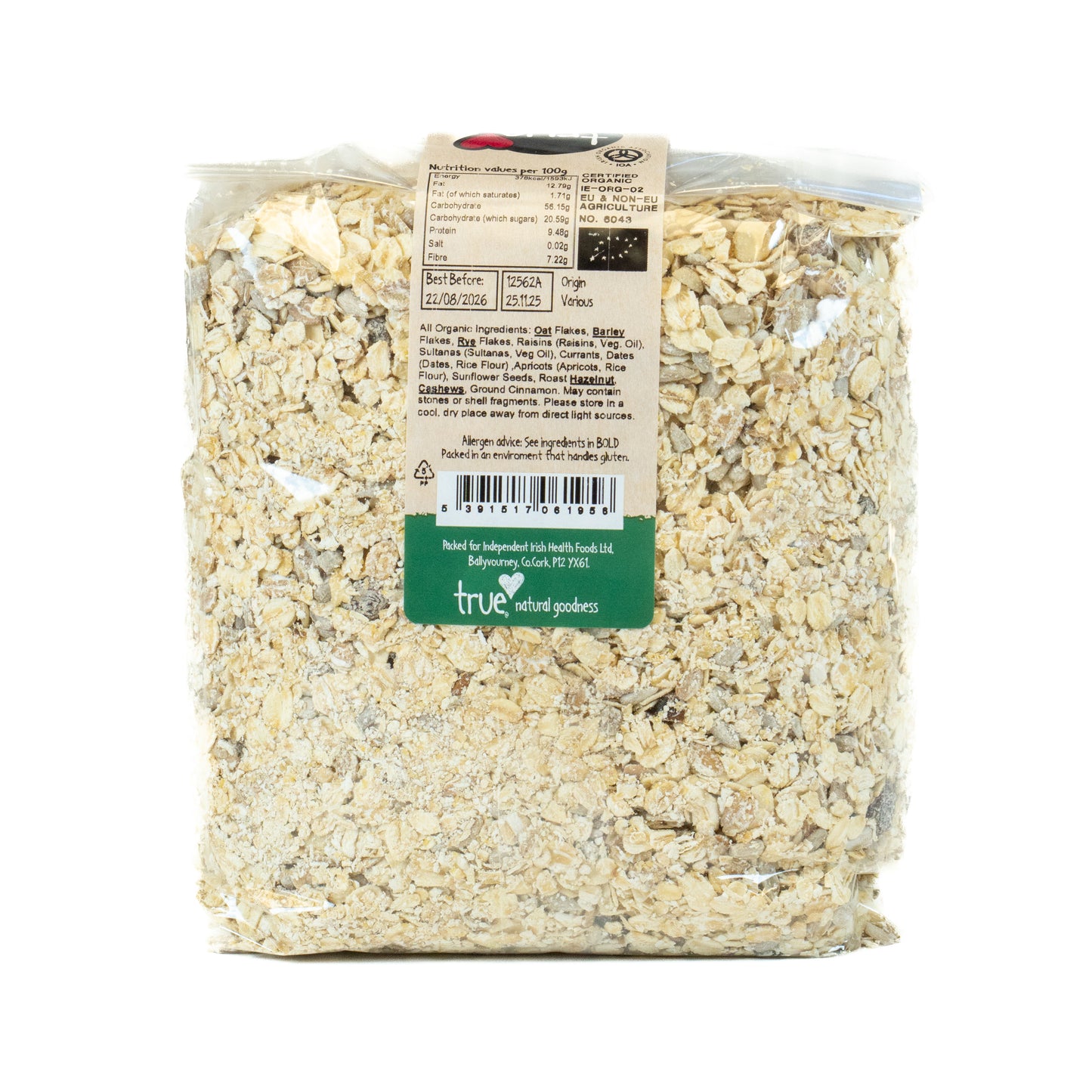 Muesli No Wheat (Org) 12562A Outer-6x1Kg / 7.56 / 6x1Kg