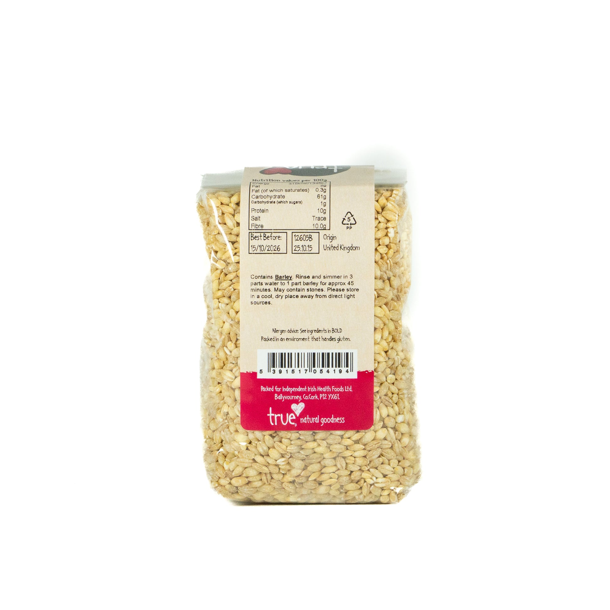 Pot Barley 12605B Outer-6x500g / 2.22 / 6x500g