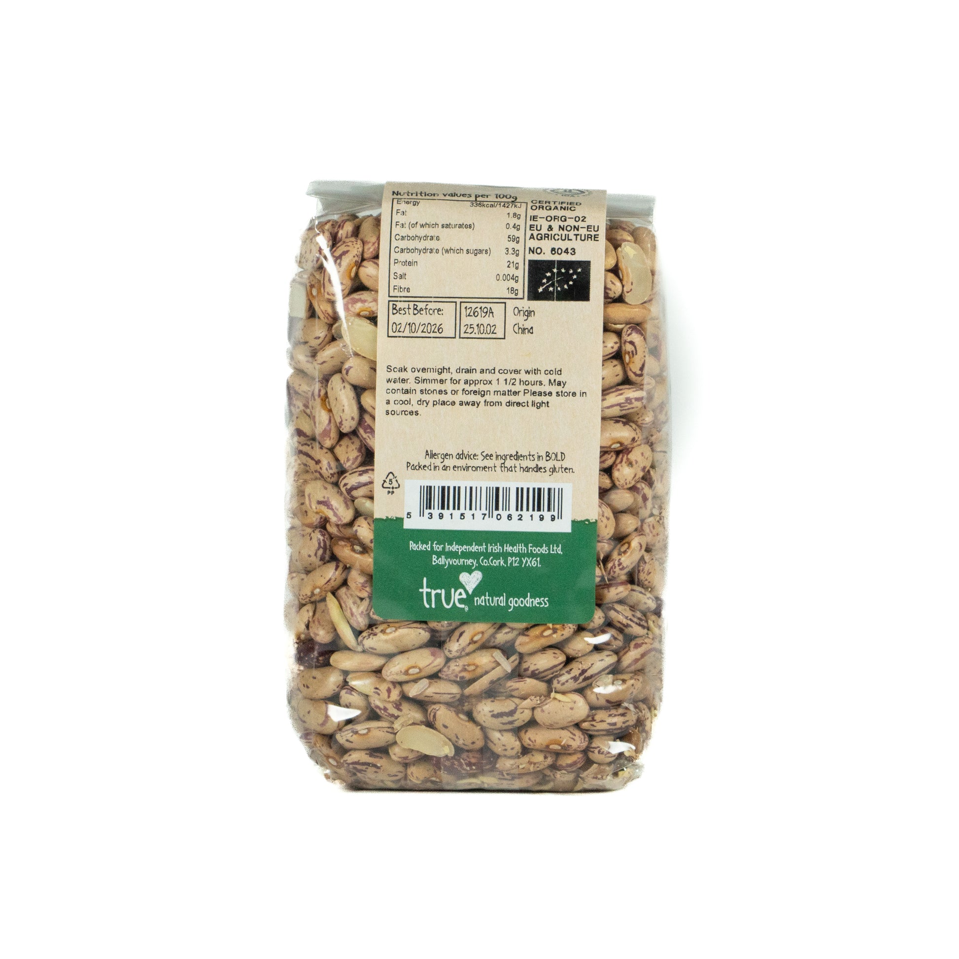 Pinto Beans (Org) 12619A Outer-6x500g / 4.50 / 6x500g