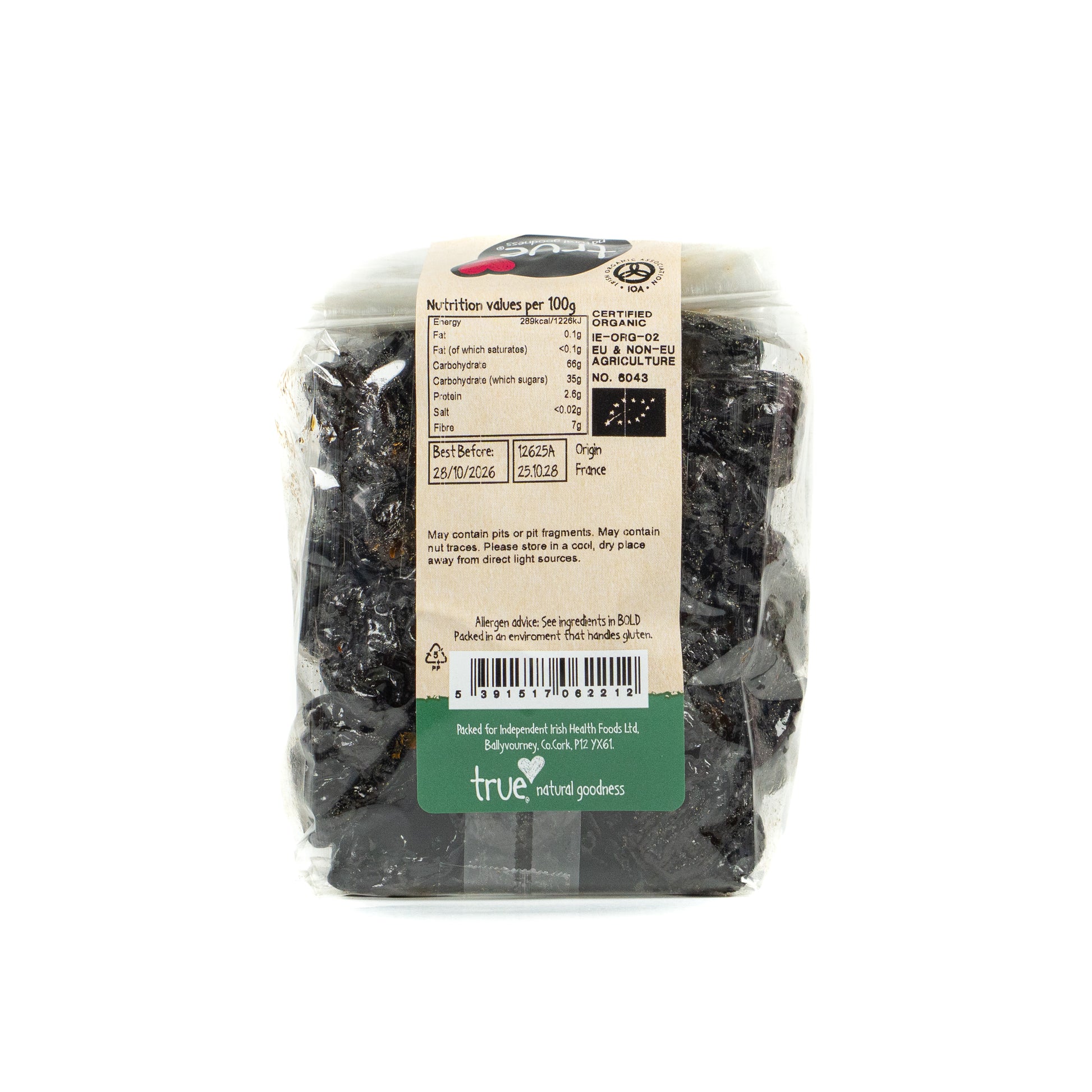Pitted Prunes (Org) 12625A Outer-6x500g / 10.14 / 6x500g