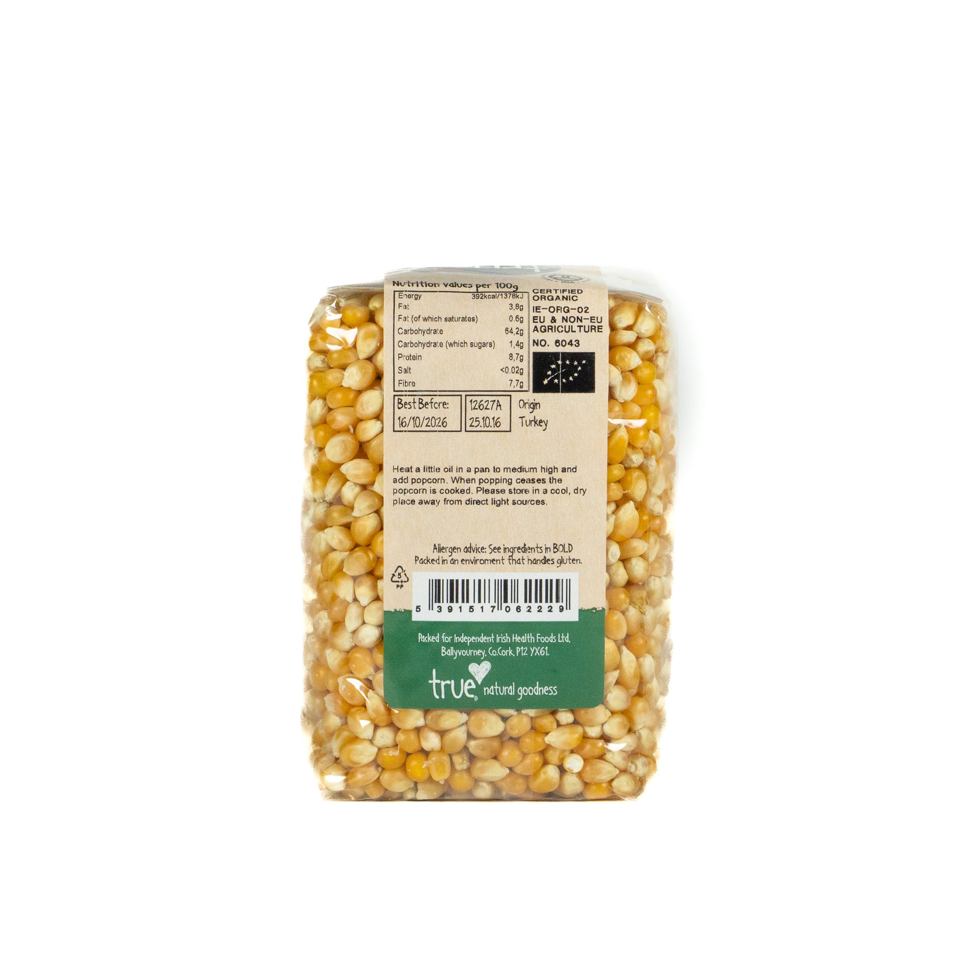 Popcorn (Org) 12627A Outer-6x500g / 3.65 / 6x500g