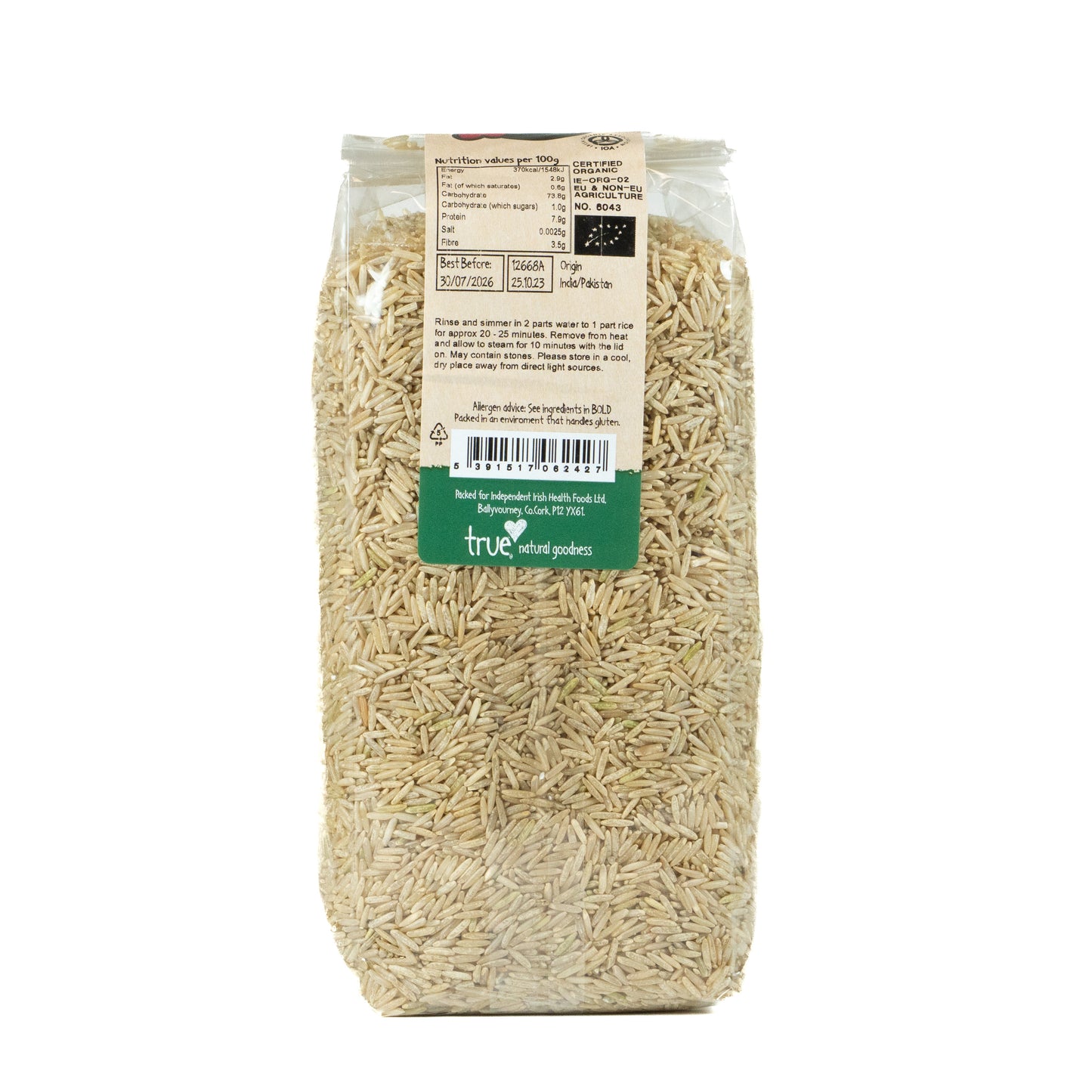 Basmati Rice Brown (Org) 12668A Outer-6x1Kg / 5.94 / 6x1Kg