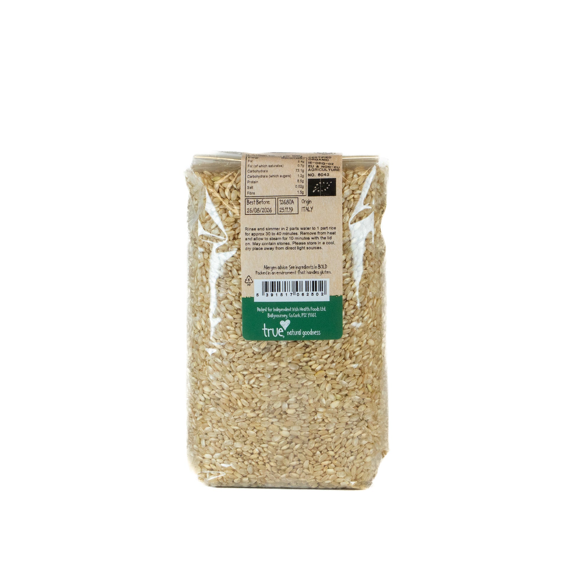 Short Grain Rice Brown (Org) 12680A Outer-6x1Kg / 6.41 / 6x1Kg