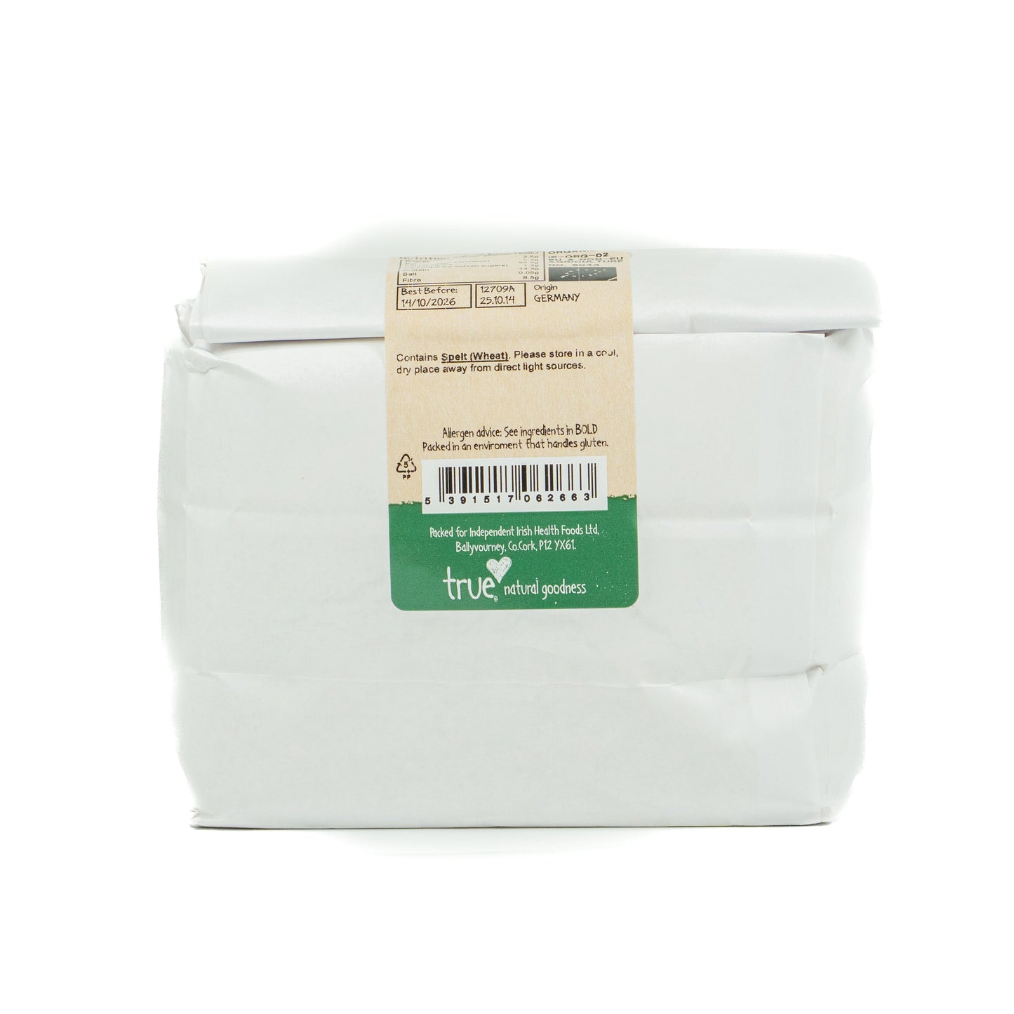 Spelt Flour Brown (Org) 12709A Outer-6x1Kg / 4.68 / 6x1Kg