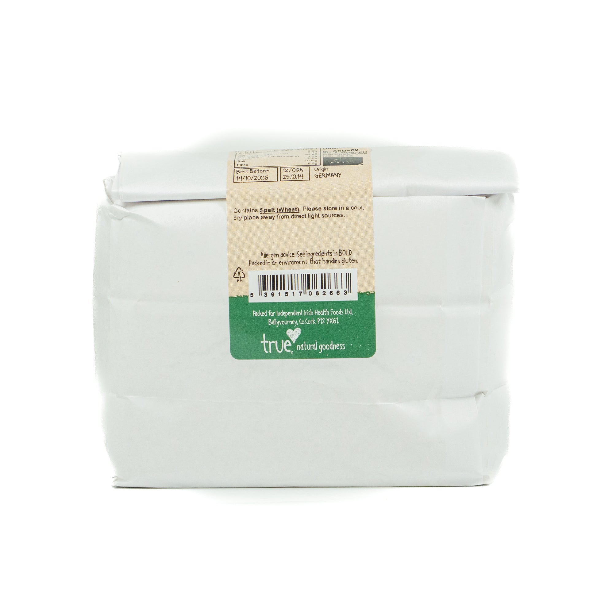 Spelt Flour Brown (Org) 12709A Outer-6x1Kg / 4.68 / 6x1Kg