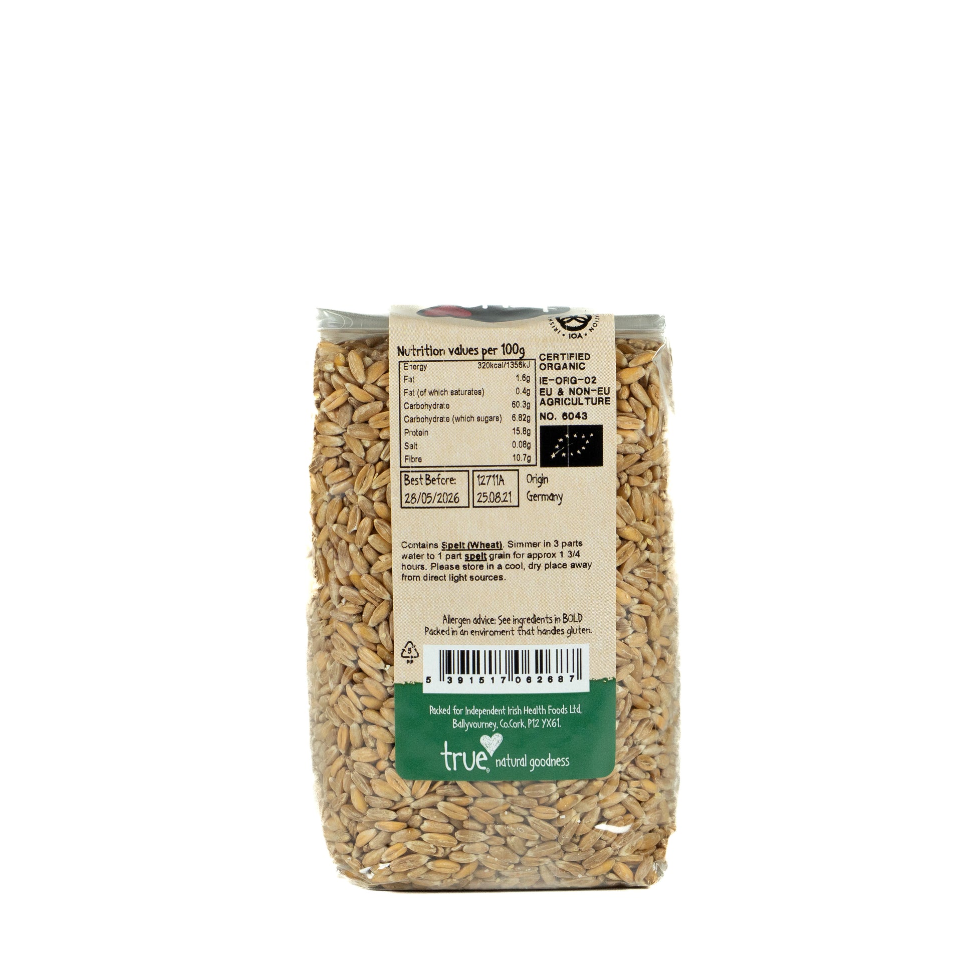 Spelt Grain (Org) 12711A Outer-6x500g / 2.59 / 6x500g
