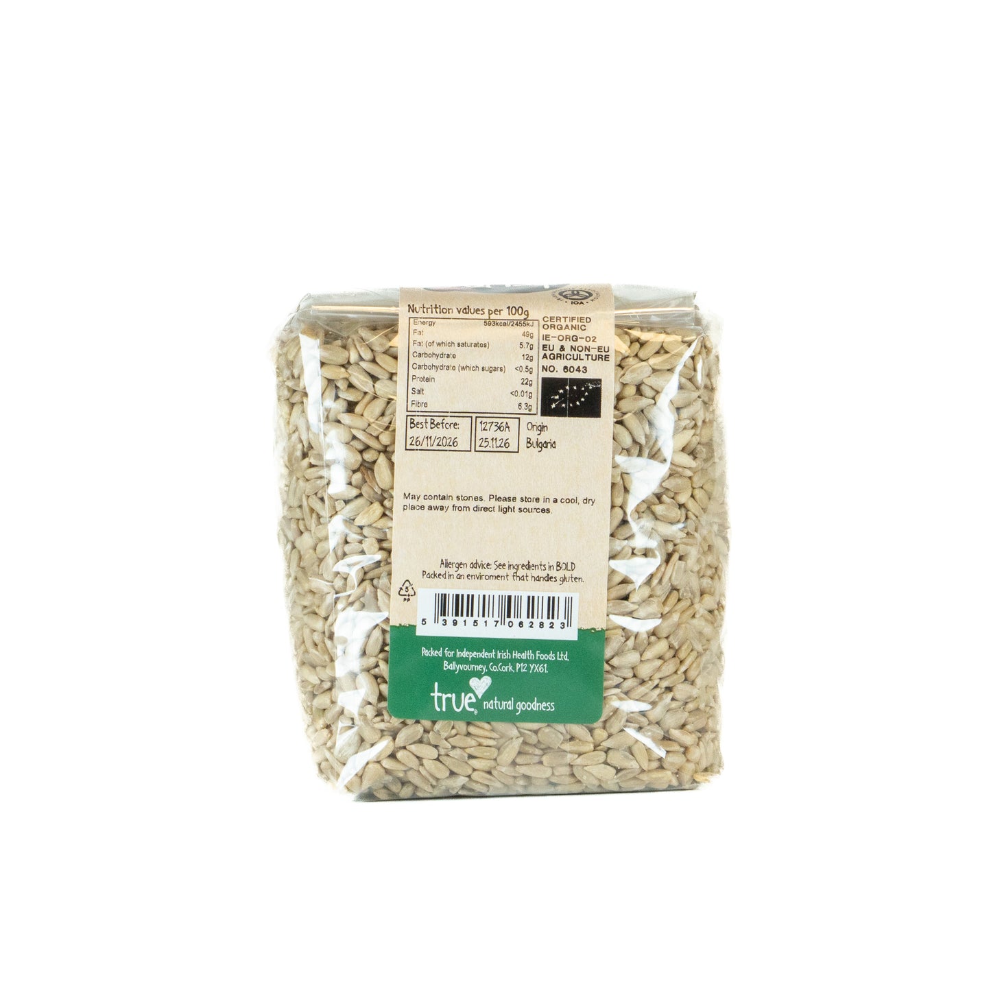 Sunflower Seeds (Org) 12736A Outer-6x500g / 3.90 / 6x500g