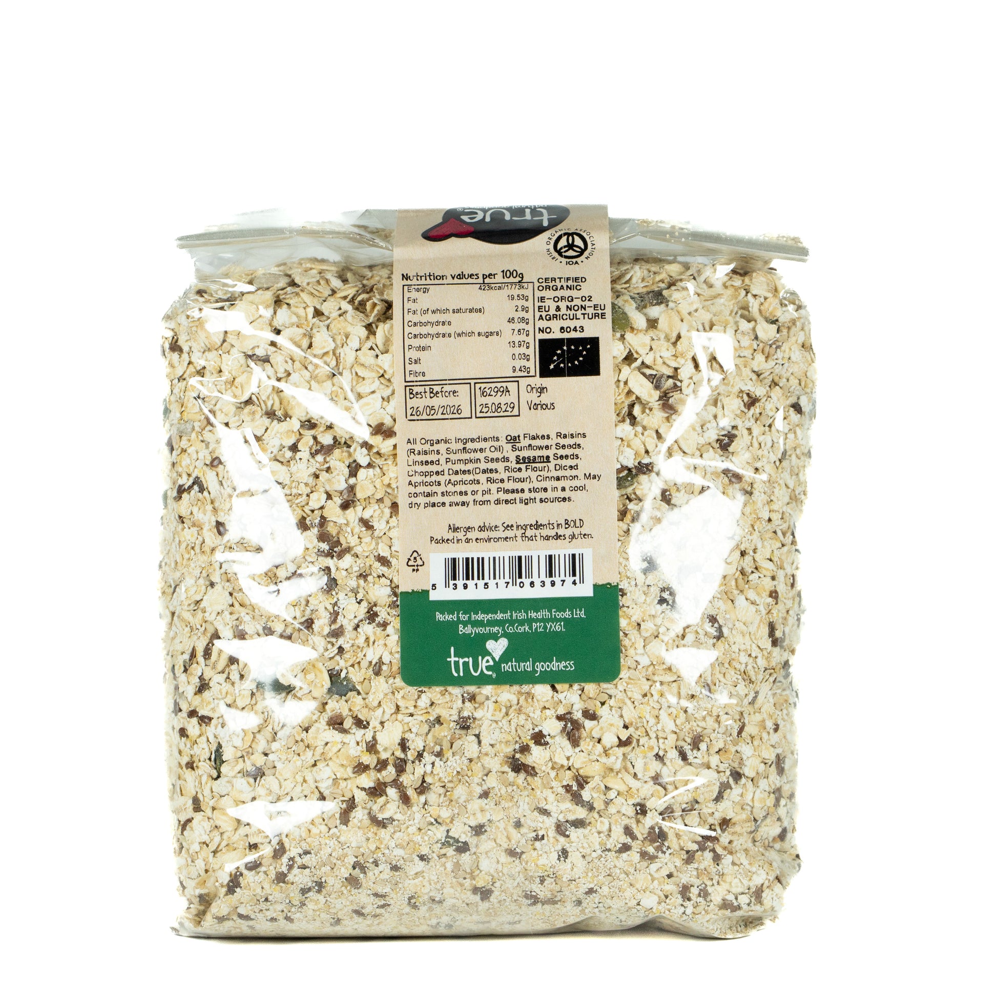 Omega 3 Muesli (Org) 16299A Outer-6x1Kg / 6.96 / 6x1Kg