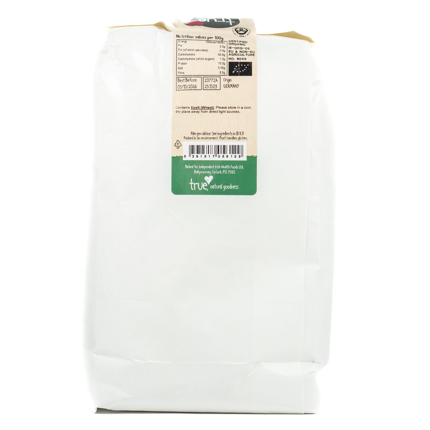 Spelt Flour Brown (Org) 20772A Outer-3x2Kg / 9.29 / 3x2Kg