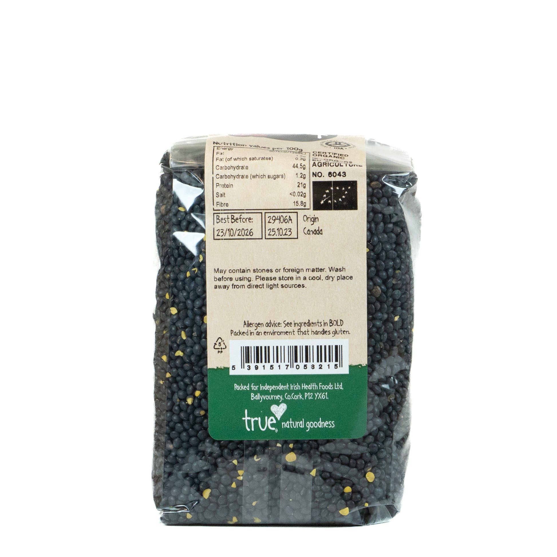 Black Beluga Lentils (Org) 29406A Outer-6x500g / 6 / 6x500g