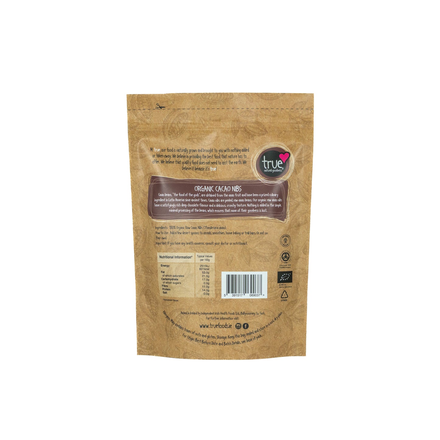 Cacao Nibs (Org) 36784A Sgl-250g / 11.96 / 1x250g