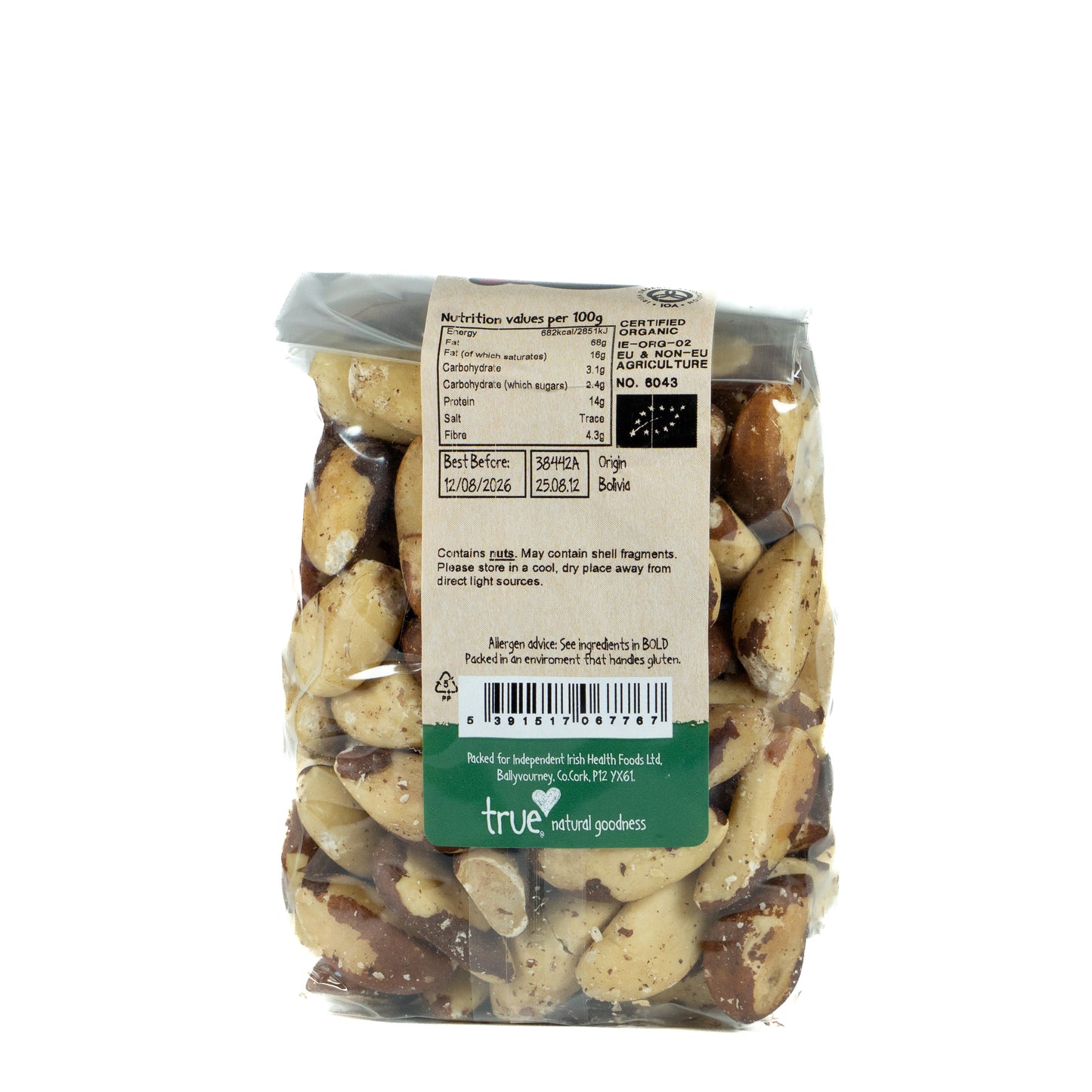 Brazil Nuts (Org) 38442A Outer-6x500g / 30.66 / 6x500g