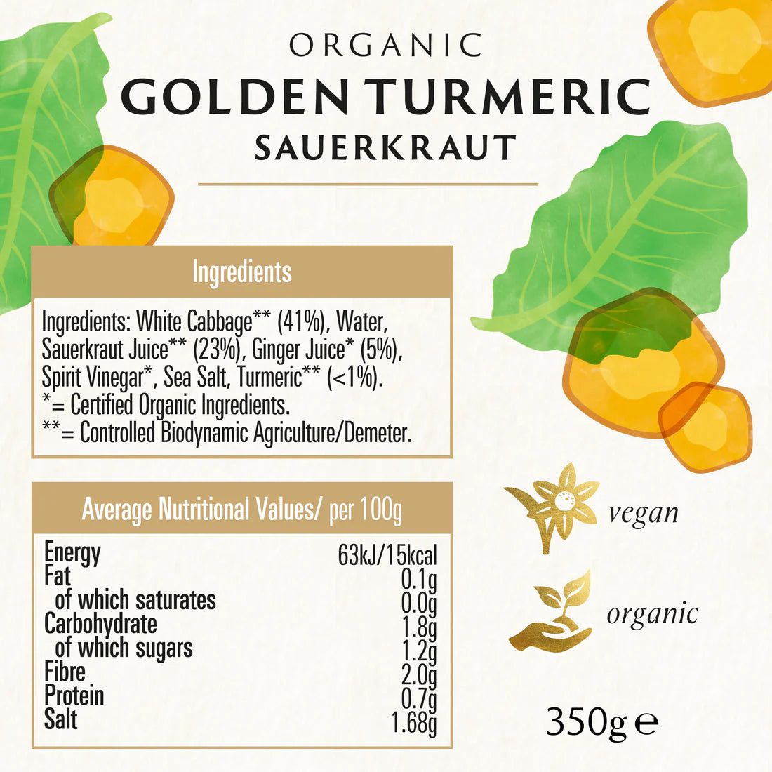 Sauerkraut Golden Turmeric (Org) 44380A