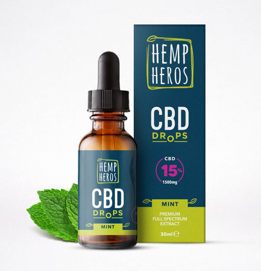 CBD+ Drops 1500mg Mint Flavour-(Hemp Heros)