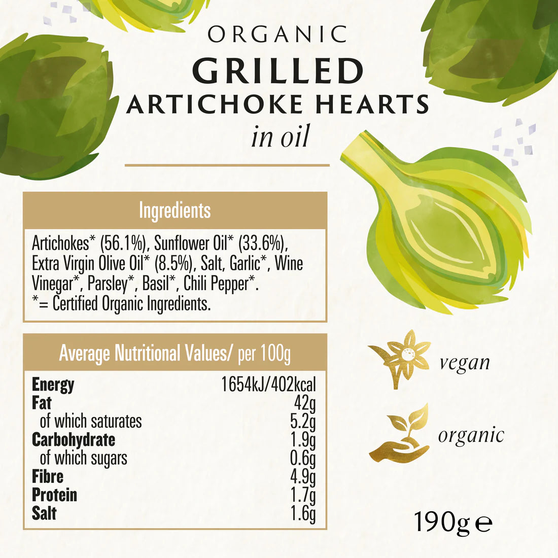 Grilled Artichoke Hearts in Oil (Org 50444A