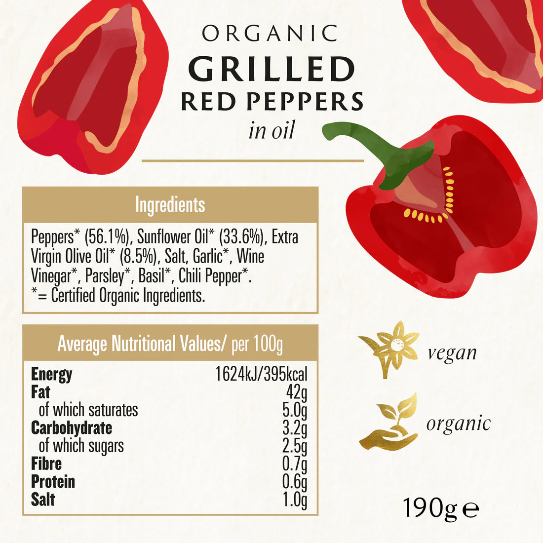 Grilled Red Peppers in Oil (Org) 50445A